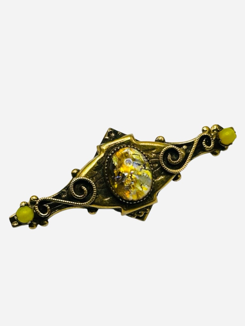 Vintage Original by Robert Foil Glass Victorian Revival Brooch